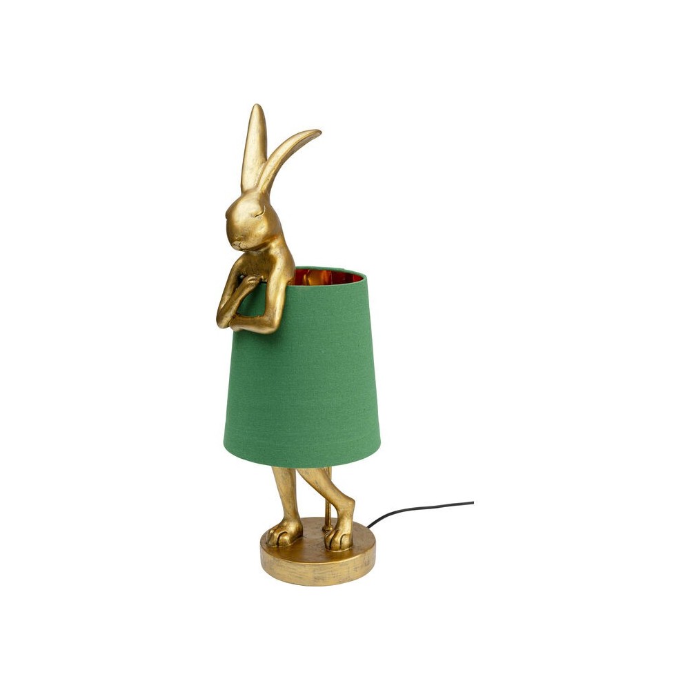Lâmpada de coelho dourado verde abajão coelho