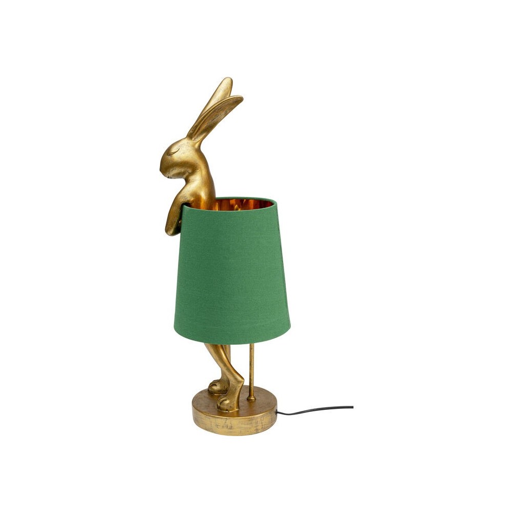 Lámpara conejo dorado con pantalla verde RABBIT