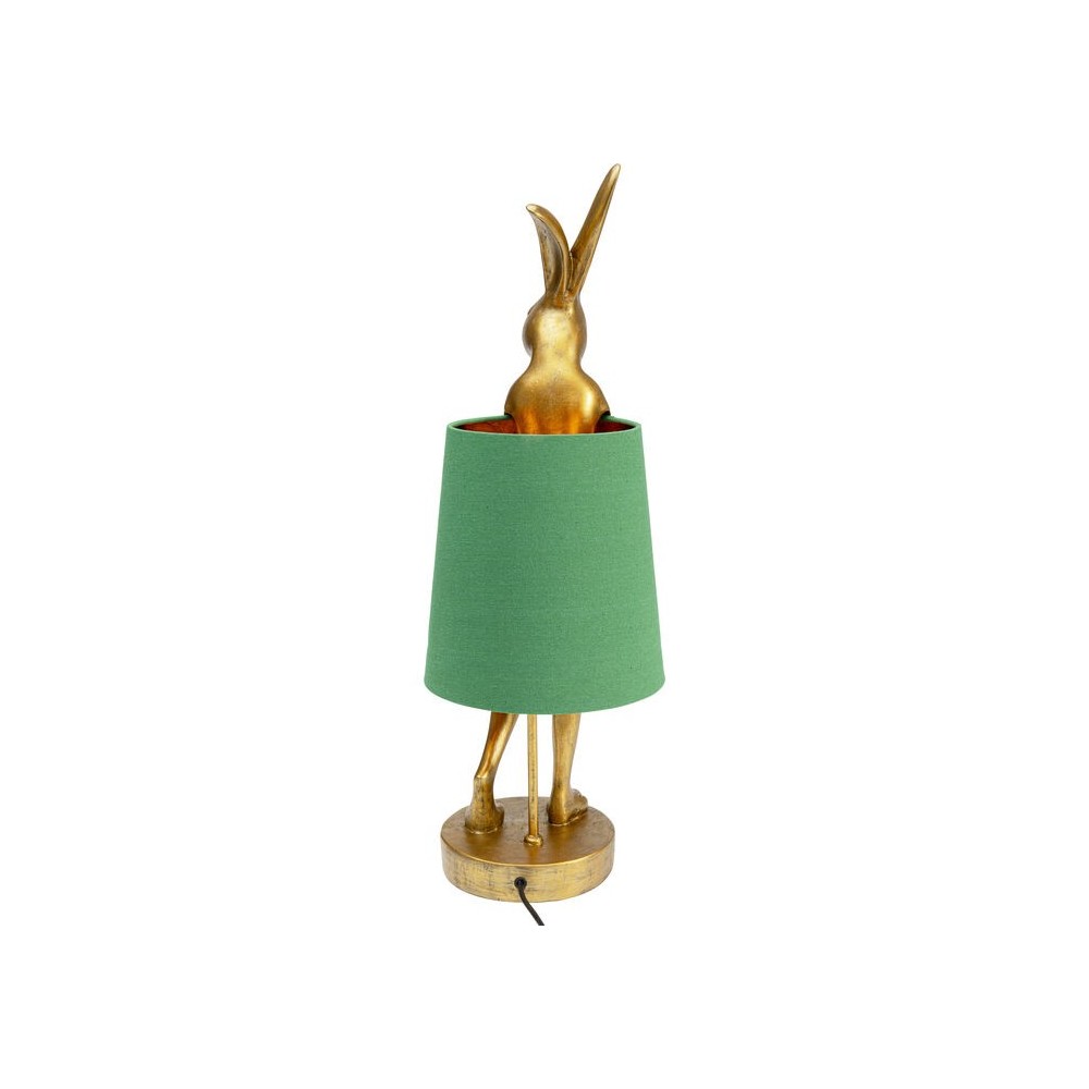 Lâmpada de coelho dourado verde abajão coelho