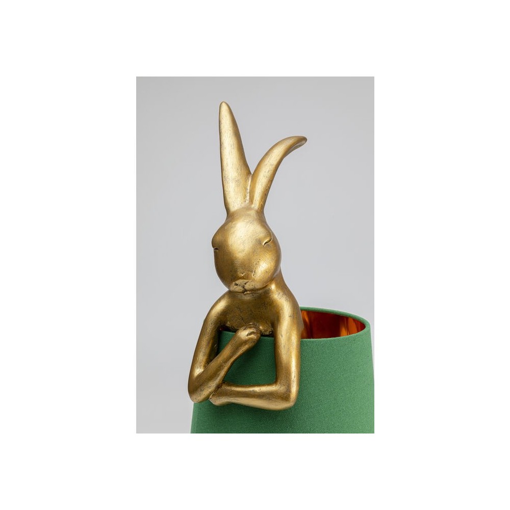 Lâmpada de coelho dourado verde abajão coelho