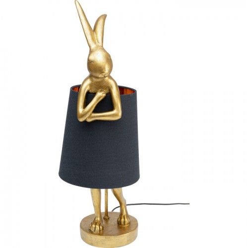 Lámpara conejo dorado con pantalla negra RABBIT