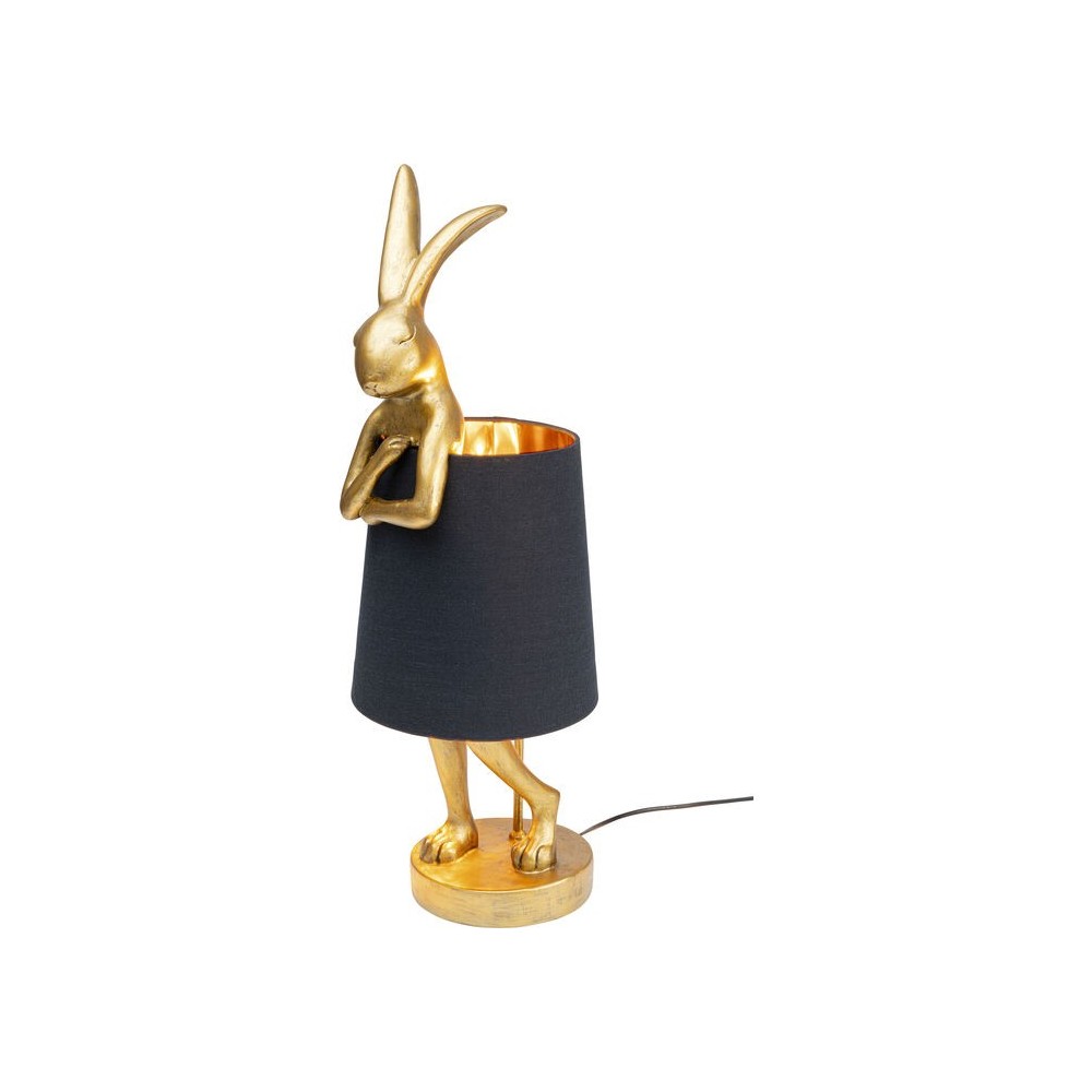 Lámpara conejo dorado con pantalla negra RABBIT