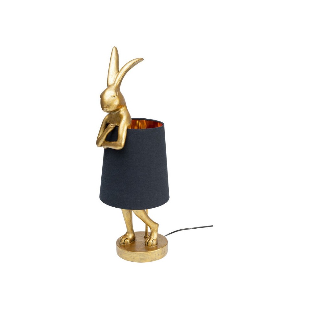 Lámpara conejo dorado con pantalla negra RABBIT
