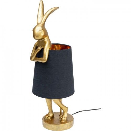 Lámpara conejo dorado con pantalla negra RABBIT