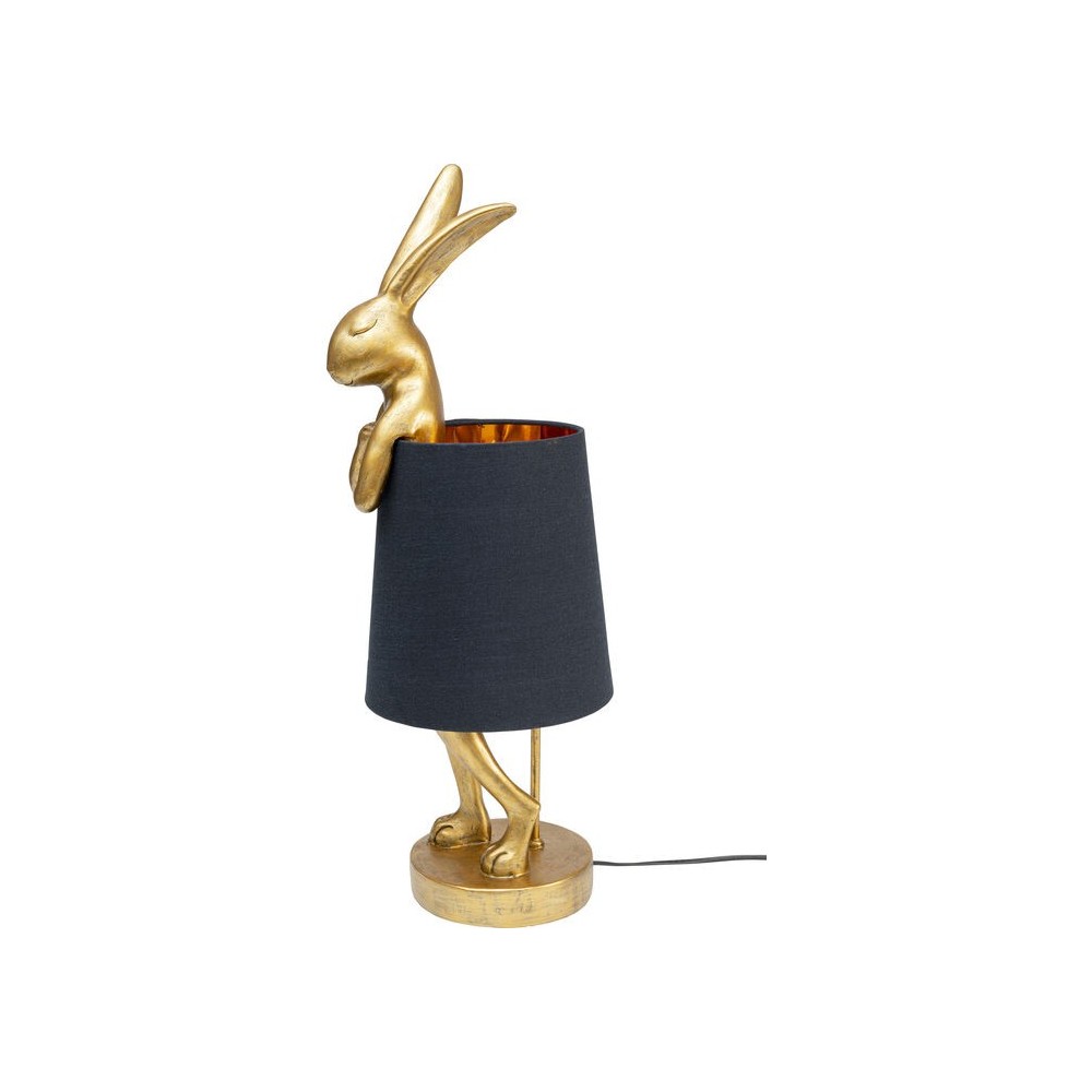 Lampada coniglio dorato con paralume nero RABBIT