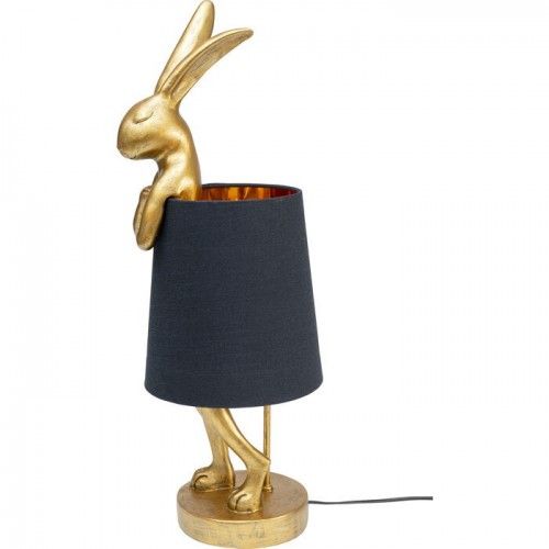 Lámpara conejo dorado con pantalla negra RABBIT