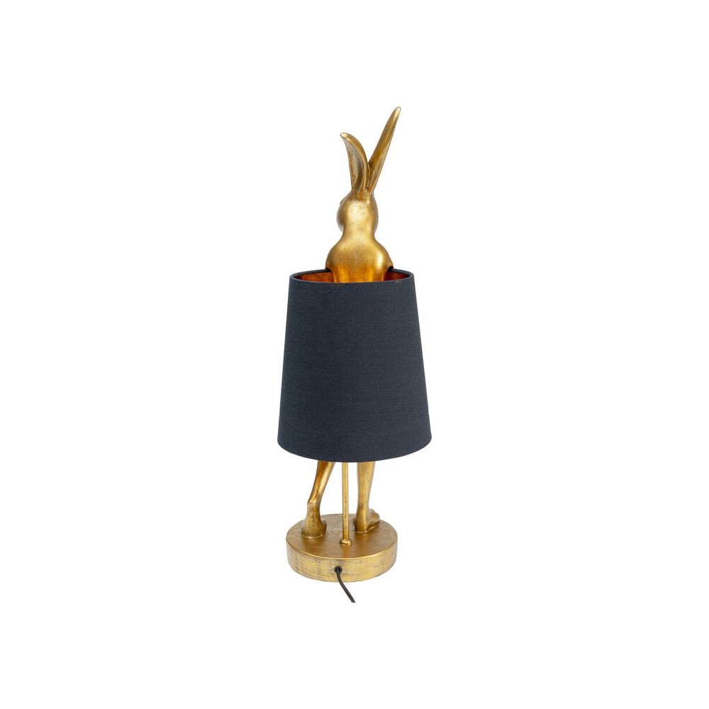 Lámpara conejo dorado con pantalla negra RABBIT