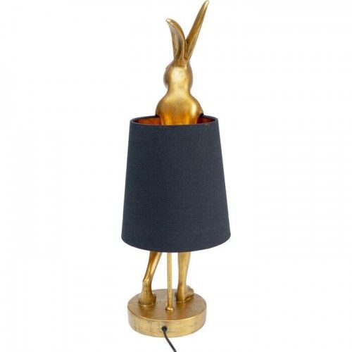Gouden konijnenlamp met zwarte lampenkap RABBIT