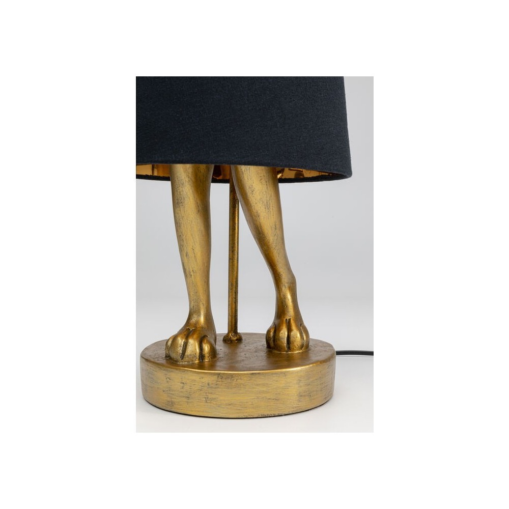 Gouden konijnenlamp met zwarte lampenkap RABBIT