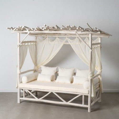 Witte gebreide Balinese bed 200x150x200cm