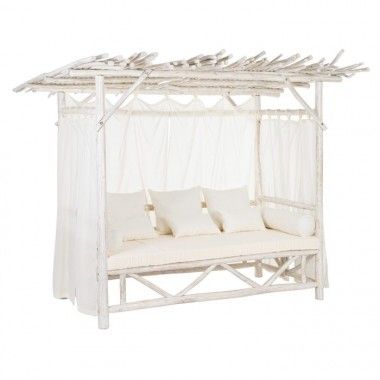 Cama balinesa blanca frotada 200x150x200cm