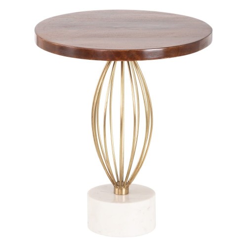 Round wood and gilded iron side table