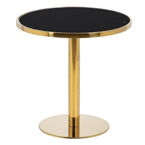 Round wood and gilded iron side table