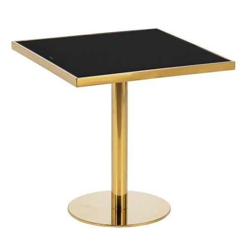 Black and gold square side table 60cm