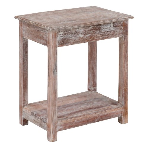 Rectangular whitewashed wood side table