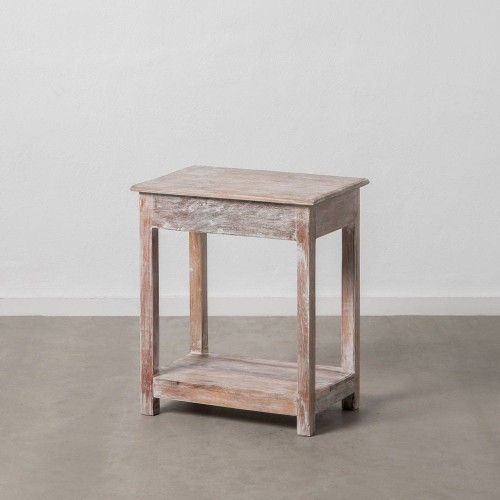 Rectangular whitewashed wood side table