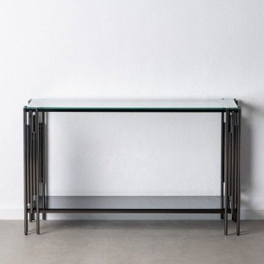 Zwarte gehard glazen console