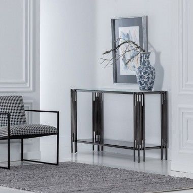 Design console in steel and tempered glass 133cm IXIA IXIA - 1 2