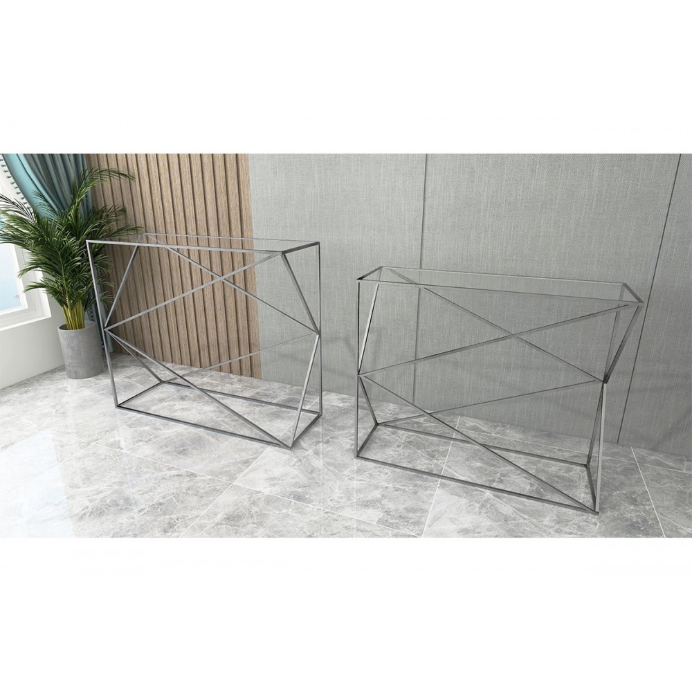 Set di 2 console a croce grigie ART DE FER