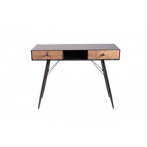 Console 2 gavetas e 1 nicho de madeira e metal stoner