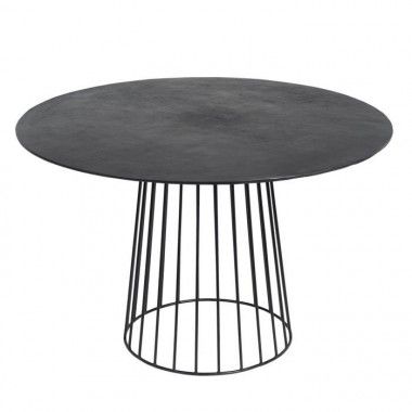 Mesa de jantar de alumínio preto e ferro 120x120x77cm
