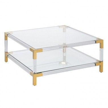 Transparenter goldener Couchtisch 100x100x45cm