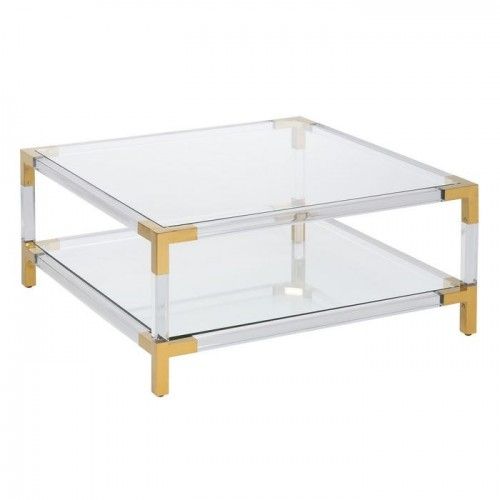 Doorzichtige gouden tafel 100x100x45cm