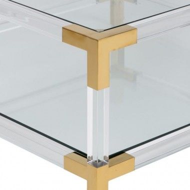 Doorzichtige gouden tafel 100x100x45cm