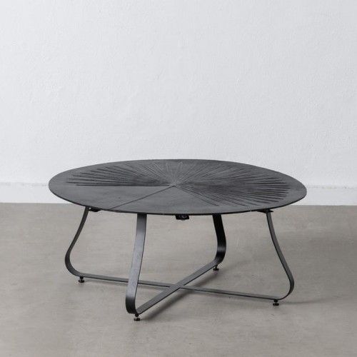 Schwarzer Couchtisch aus Aluminium, 80 x 80 x 35 cm, rund