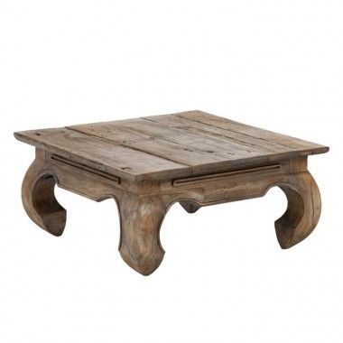 Table basse de salon naturel bois 80x80x38cm ANTIQUE