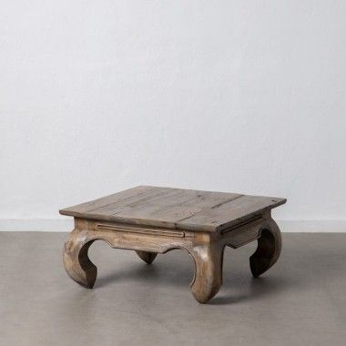 Mesa de sala de estar de madeira natural antique 80x80x38cm 2