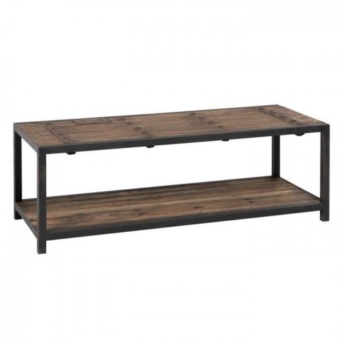 Mesa de centro negra natural madera de olmo 165x64x55cm OLMO