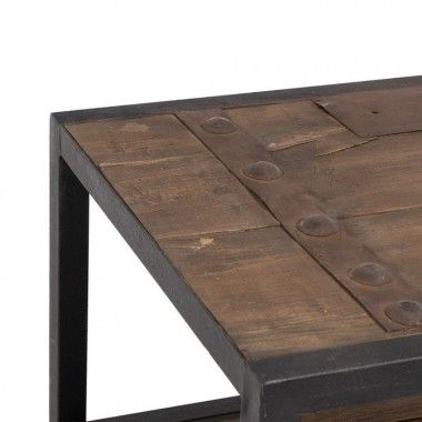 Tavolino nero naturale in legno di olmo 165x64x55cm OLMO