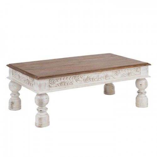 Mesa de café natural branco 120x70x45cm Mesa