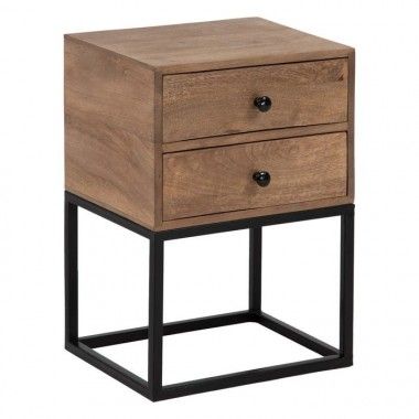Pequena mesa natural preta 2 gavetas duplas 61cm