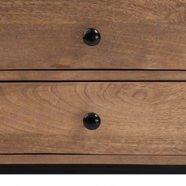 Small natural table black 2 drawers 61cm DOUBLE