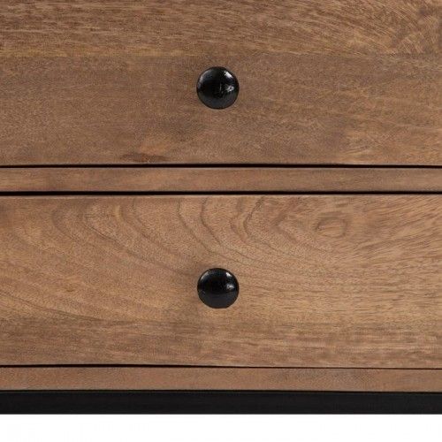 Pequena mesa natural preta 2 gavetas duplas 61cm