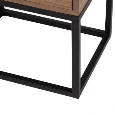 Small natural table black 2 drawers 61cm DOUBLE