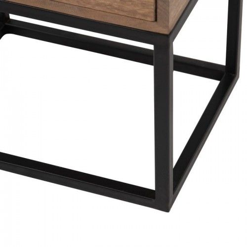 Pequena mesa natural preta 2 gavetas duplas 61cm