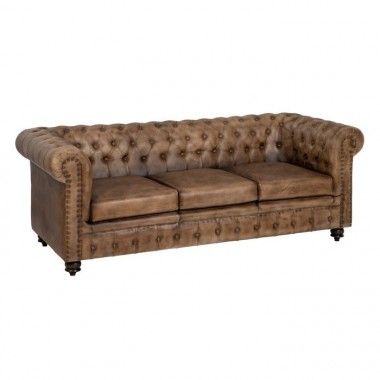 Sofa 3 places vintage brown 206cm