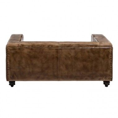 Canapé 2 places marron vintage 146cm CUIR