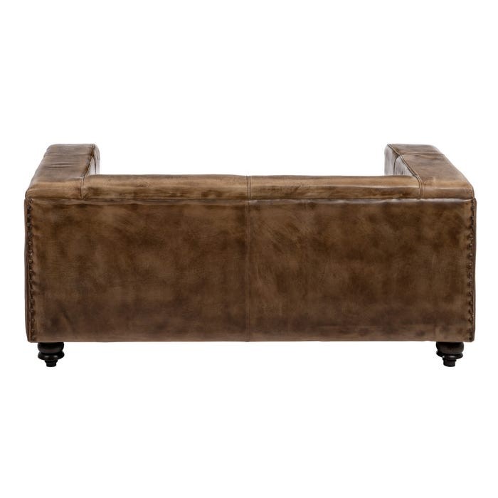 Canapé deux places AUSTIN cuir marron 146 cm DENZZO — vue arrière