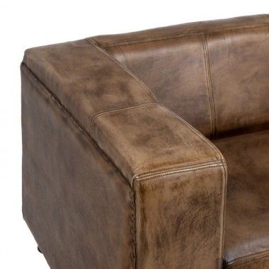 Sofá vintage de 2 plazas marrón 146 cm LEATHER