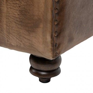 Canapé 2 places marron vintage 146cm CUIR