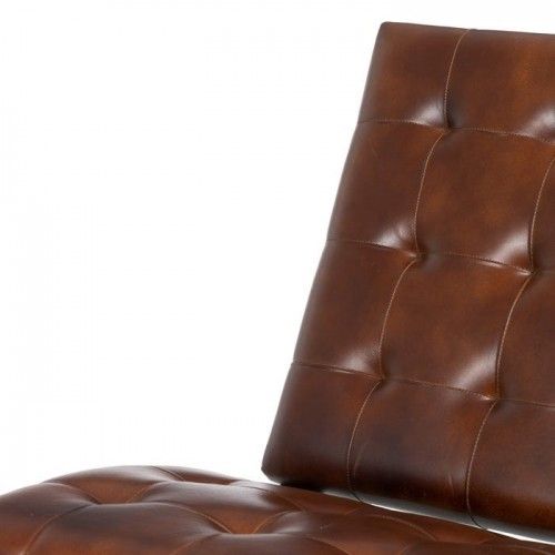 Fauteuil cuir et metal brun Zozza