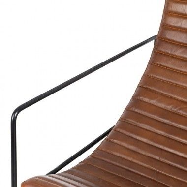 Brown leather and metal armchair 76cm BROWN