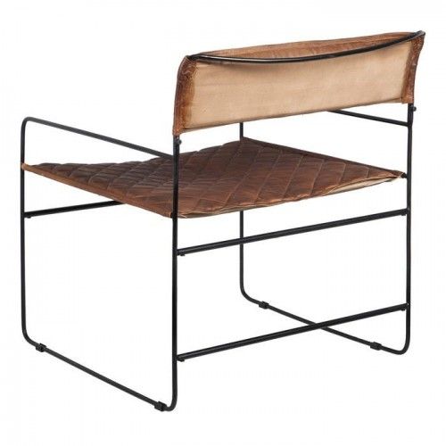 Sedia in pelle marrone e metallo 89 cm LOSANGE