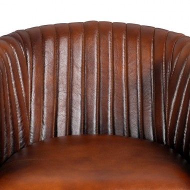 Brown leather and metal chair 74cm LOUNGE