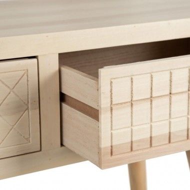 Wooden console 2 drawers 80cm POPLAR