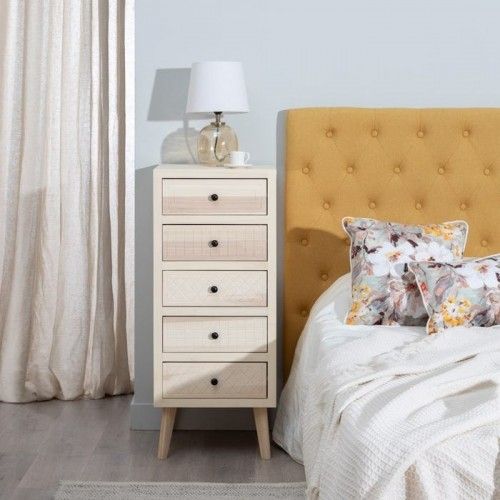 Natural wood chest of drawers 5 drawers 100cm MARIE